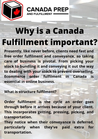 Why is a Canada Fulfillment important
