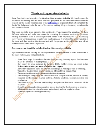 Thesis Writing Services In India