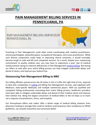 PAIN MANAGEMENT BILLING SERVICES IN PENNSYLVANIA, PA