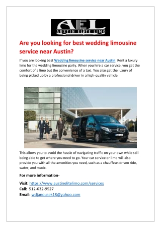 Are you looking for best wedding limousine service near Austin?