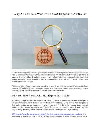 Why You Should Work with SEO Experts in Australia