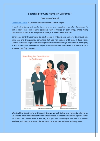 Searching for Care Homes in California