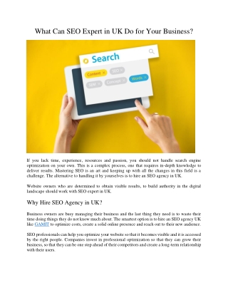 What Can SEO Expert in UK Do for Your Business