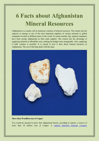 6 Facts about Afghanistan Mineral Resources