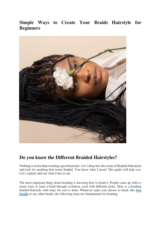 Simple Ways to Create Your Braids Hairstyle for Beginners