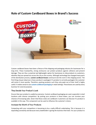 Role of Custom Cardboard Boxes in Brand’s Success