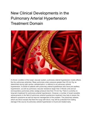 New Clinical Developments in the Pulmonary Arterial Hypertension Treatment Domain