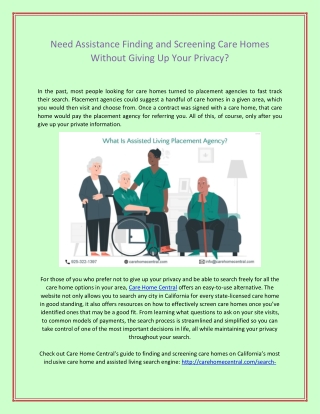 What Is Assisted Living Placement Agency