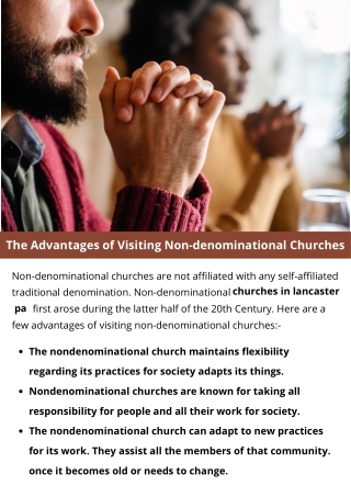 The Advantages of Visiting Non-denominational Churches