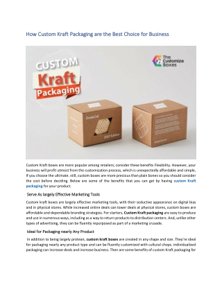 How Custom Kraft Packaging are the Best Choice for Business