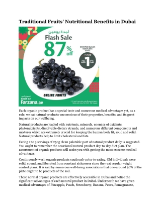 Traditional Fruits' Nutritional Benefits in Dubai