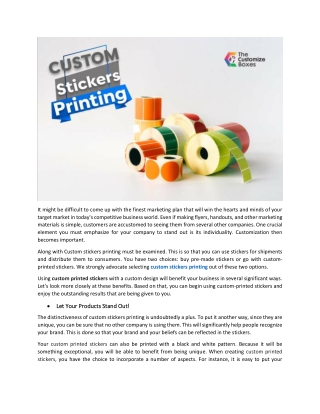 Custom Stickers Printing Is Important For Custom Boxes