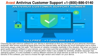 Avast Antivirus Customer Support  1(800) 886 0140