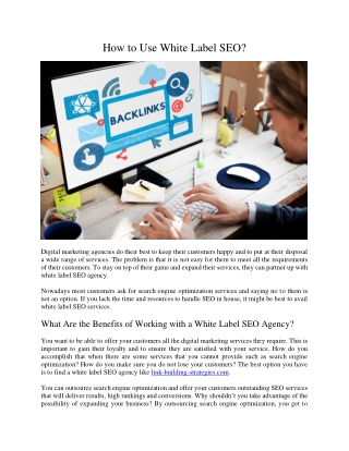 How to Use White Label SEO