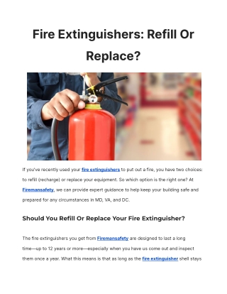 Fire Extinguishers_ Refill Or Replace