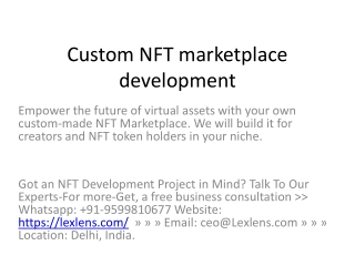 Custom NFT marketplace development