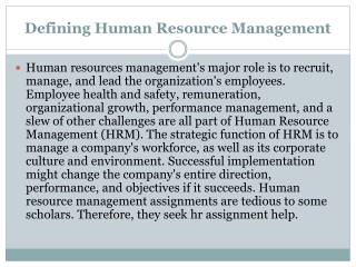 Defining Human Resource Management