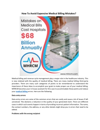 How To Avoid Expensive Medical Billing Mistakes 