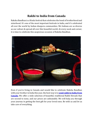 Rakhi to India from Canada