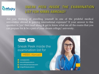 Sneak Peek inside the Examination list for MBBS Abroad!