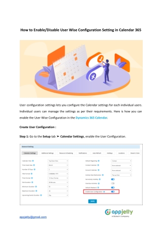 How to Enable_Disable User Wise Configuration Setting in Calendar 365