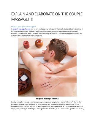 EXPLAIN AND ELABORATE ON THE COUPLE MASSAGE