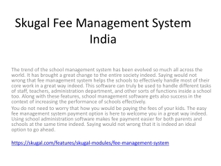 Skugal Fee Management System India