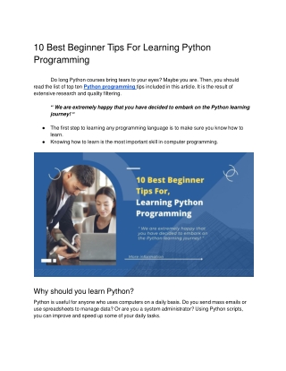 10 Best Beginner Tips For Learning Python Programming