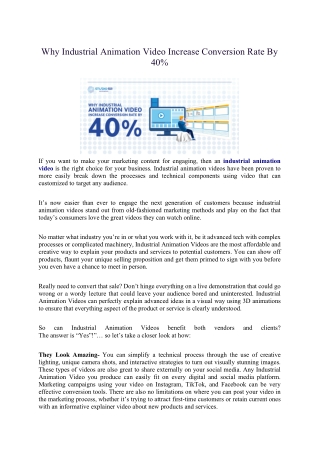 Why Industrial Animation Video Increase Conversion Rate By 40
