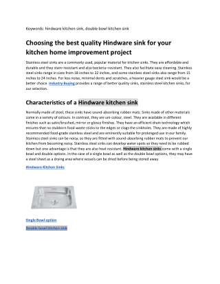 Choosing the best quality Hindware sink for your kitchen home improvement project