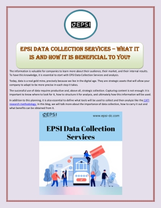 EPSI Data Collection Services – What It Is And How It Is Beneficial To You?