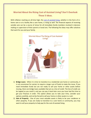 Worried About The Rising Cost Of Assisted Living