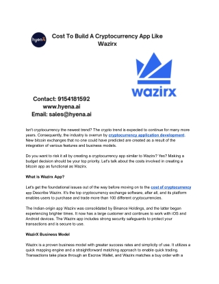 Cost to build a cryptocurrency app like Wazirx