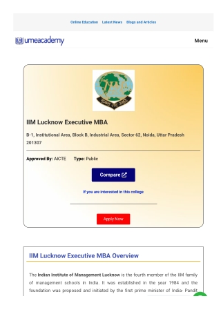 IIM Lucknow Executive MBA