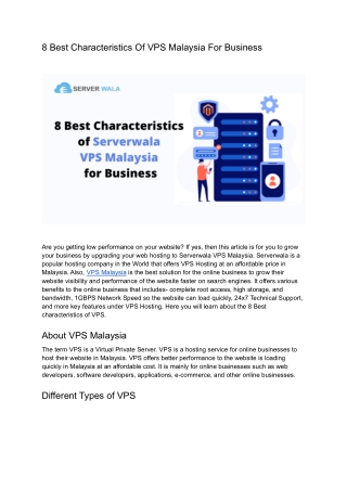 8 Best Characteristics Of VPS Malaysia For Business