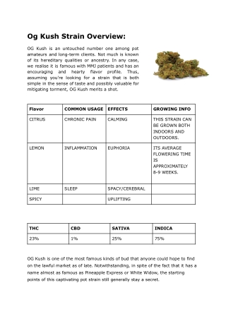 OG Kush Strain review and Detailed Information