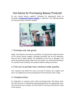 Hot Advice for Purchasing Beauty Products!