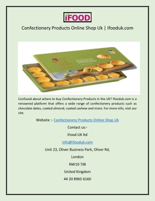 Confectionery Products Online Shop Uk  Ifooduk