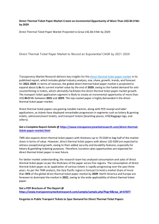 Direct Thermal Ticket Paper Market