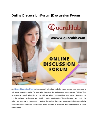 Online Discussion Forum Discussion Forum 2022-23–[Quorahub]
