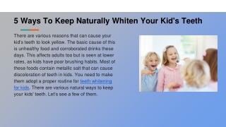 5 Ways To Keep Naturally Whiten Your Kids Teeth