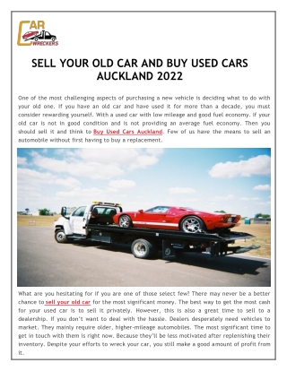 SELL YOUR OLD CAR AND BUY USED CARS AUCKLAND 2022