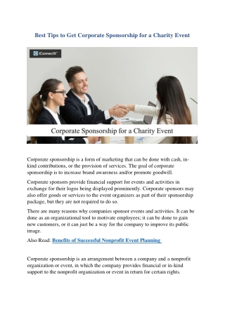 Useful Tips to Get Potential Sponsors for a Charity Event