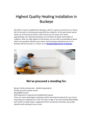 Highest Quality Heating Installation in Buckeye