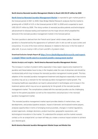 North America Neonatal Jaundice Management Market to Reach USD 253.97 million by 2028