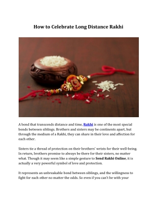 How to Celebrate Long Distance Rakhi