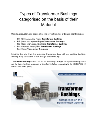 Types of Transformer Bushings categorised on the basis of their Material