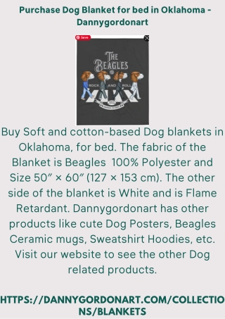 Purchase Dog Blanket for bed in Oklahoma - Dannygordonart