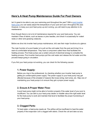 Here’s A Heat Pump Maintenance Guide For Pool Owners