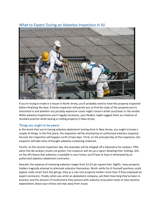 What to Expect During an Asbestos Inspection in NJ